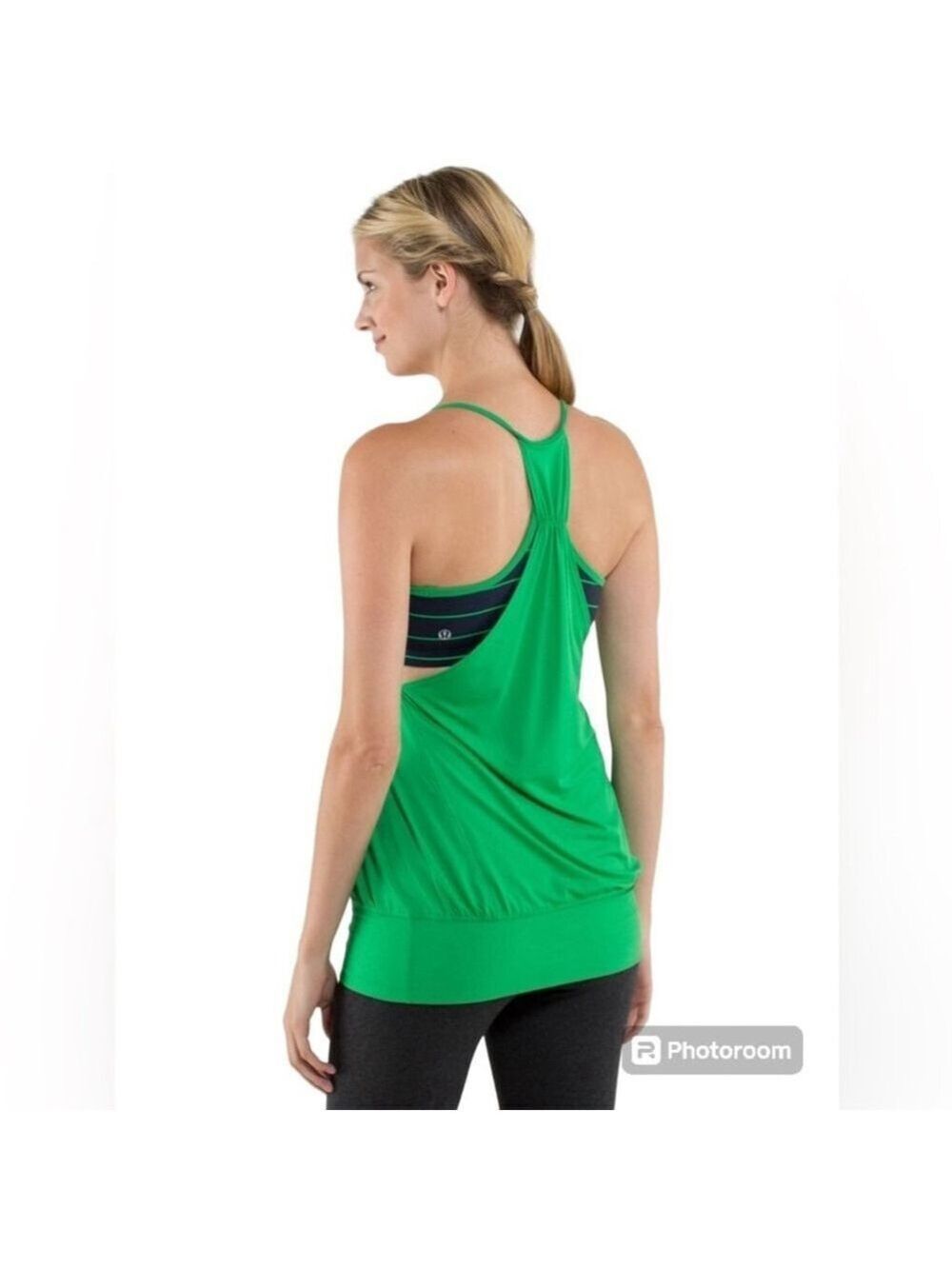 Lululemon No Limits Tank Green Bean Stripe Size 4